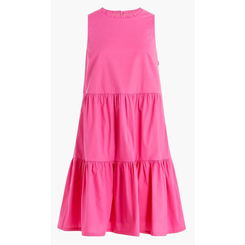 NWT J.Crew size 2 Tiered sleeveless dress knee length pockets side zip poplin